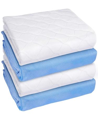 Heavy Absorbency Bed Pad 34"X36" (4 Pack), Washable and Reusable Incontinence Bed Underpads, Waterproof Mattress Protector for Kids, Adults, Elderly and Pets 34x36 Inch (Pack of 4)