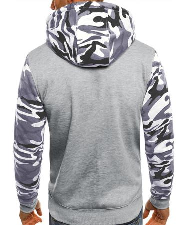 Men's Camo Colorblock Hoodie | Long Sleeve Autumn Outwear | X-Large A-Gray - Buy Online on GoSupps.com