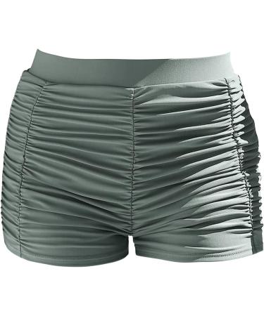 Women's High Waist Swim Shorts | Elegant Bikini Beachwear | XXL Gray V-Slit Design - Buy Online on GoSupps.com