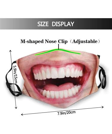 Xcngg Funny Mouth Teeth Laugh Fabric Mask - Washable Reusable Bandana with Filter Bag | Storm Hood Face Mask (2 Filters Included) - Buy Online on GoSupps.com