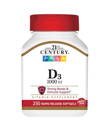 21st Century D3 1000 IU Softgels 250 Count (27415) 250 Count (Pack of 1)