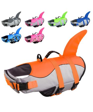 Cit toile life jacket dog sharks light and safe for water sports dog swimming vest with handle and reflective for small medium and large dogs orange s s orange - Buy Online on GoSupps.com