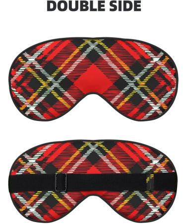 Plaid Red and Black Soft Eye Mask | Sleep Mask for Women & Men | Perfect for Travel & Better Sleep - Buy Online on GoSupps.com