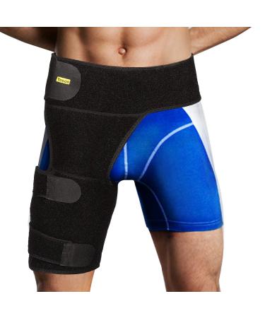 Groin Support Compression Brace | Sciatica & Hip Pain Relief Wrap | Hamstring & Quadriceps Support - Buy Online on GoSupps.com