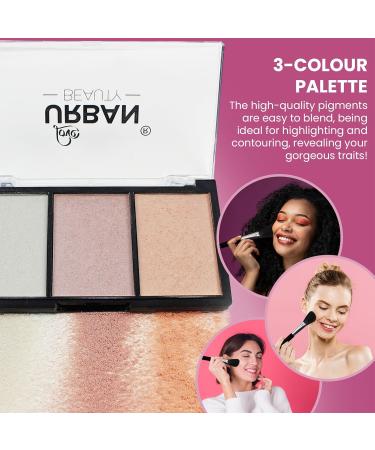 Love Urban Beauty Highlighter Palette - 3 Color Makeup Set for Women | Contouring & Highlighting Bronzer with Brush - Buy Online on GoSupps.com