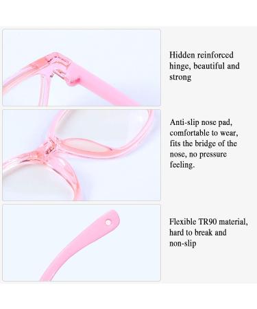 AetrvoHope Blue Light Blocking Glasses for Kids Children's Computer Glasses for Age 4-13 Unbreakable Frame Anti-Blue Ray Glasses With Case Anti UV400 & Eyestrain Clear Pink - Buy Online on GoSupps.com