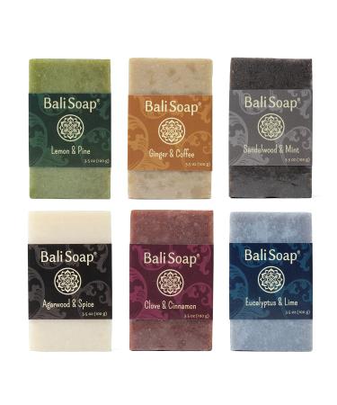 Bali Soap - Masculine Collection Bar Soap, All Natural Mens Soap, Bath Body Soap, Gift Sets for Men - Vegan Handmade Soap Bar for Face and Body - Scented Bath Soap, 6 pc Variety Exotic Pack, 3.5 Oz each