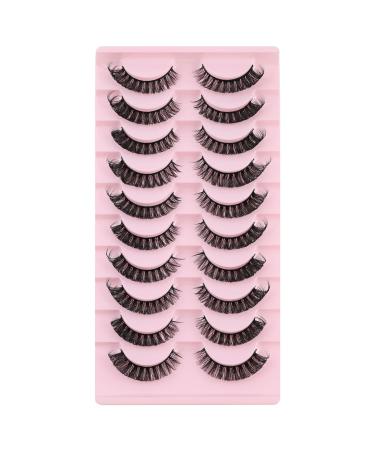 3D Russian Strip Fake Lashes - Cat Eye D Curl Fluffy - 10 Pairs Natural Look Faux Mink Eyelashes | LTJ24 - Buy Online on GoSupps.com