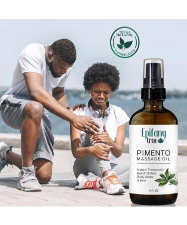 Natural Pimento Massage Oil 4oz | Soothing Muscle Relief & Moisturizer | Refreshing Mint Scent with Jamaican Black Castor & Lemongrass - Buy Online on GoSupps.com