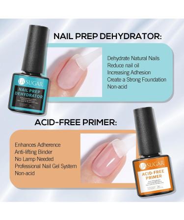 UR SUGAR Nail Dehydrator & Primer Kit - 4 Pcs Acid Free Base & Top Coat for Glossy Long-Lasting Nails | Quick Drying & Easy Application - Buy Online on GoSupps.com
