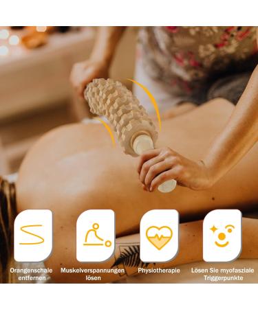 Whchiy Wooden Massage Roller | Anti-Cellulite Deep Tissue Massager with Handle - Buy Online on GoSupps.com