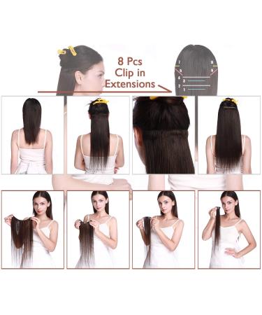 Elailite Clip-in Extensions | Real Human Hair 8 PCs 18 Clips 25cm 50g #12/613 Golden Brown & Bleached Blonde - Buy Online on GoSupps.com