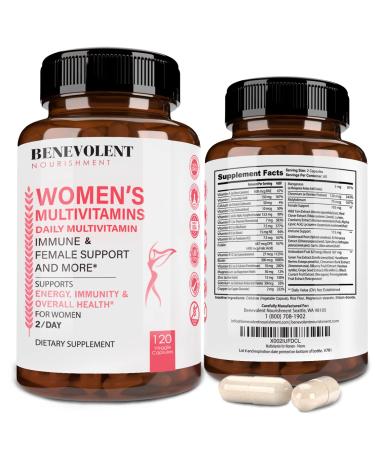 Multivitamin for Women - Supplement for Energy Immunity & Female Support - Daily Vitamins for Women with Biotin Calcium Magnesium - Non-GMO Vegetarian Women s Multivitamin - 120 Caps