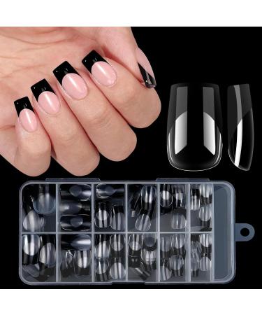 FEIlei Stylish Press on Nails Medium Square Fake Nails Summer False Nail Christmas Gift for Women and Girls Black - Buy Online on GoSupps.com