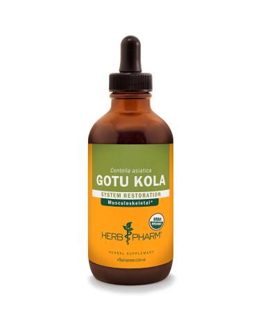 Herb Pharm Certified Organic Gotu Kola Liquid Extract for Musculoskeletal System Support - 4 Ounce 4 Fl Oz (Pack of 1)