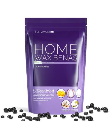 BLITZWAX Hard Wax Beads for Hair Removal 1lb Relax Formula Black Cologne Wax Beans for Coarse Hair Brazilian Wax for Bikini, Underarms, Back and Chest Large Refill Waxing beads for Women Men At Home Waxing
