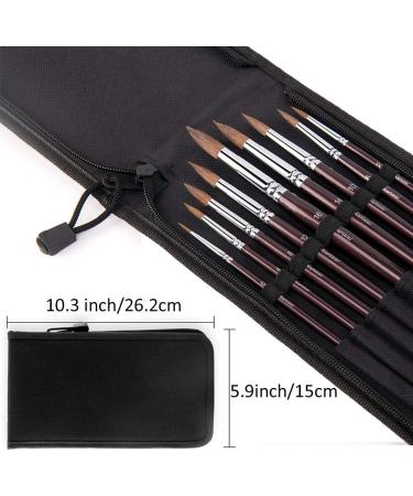9pcs Fuumuui Kolinsky Sable Watercolor Brushes Set for Artists - Round Pointed Professional Detail to Mop Brushes for Watercolor, Gouache, Acrylic, Ink - Brown - Buy Online on GoSupps.com