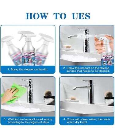 Bathroom Descaler Spray Bathroom Foam Cleaner Spray Limescale Remover Foam Spray All-Purpose Bubble Cleaner for Bathroom Sinks Floors 3PCS - Buy Online on GoSupps.com