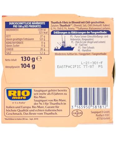 Saupiquet Rio Mare Tuna Fillets in Olive Oil with Italian Chilli - 130g Pack | Authentic Italian Taste - Buy Online on GoSupps.com