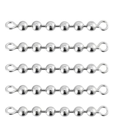Dr.Fish 20 Pack Fishing Bead Chain Swivels Stainless Steel Catfish Swivels Catfish Tackle Catfish Rig Fishing Tackle Fishing Gear Freshwater Saltwater 6 bead 3/16"