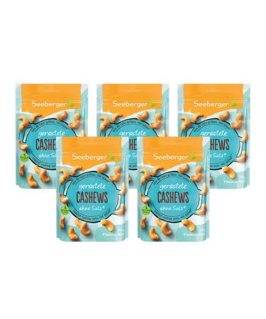 Seeberger Roasted Cashew Nuts 5 Pack - Vegan Protein-Rich Salt-Free Snack (5 x 150g) - International Shipping Available - Buy Online on GoSupps.com