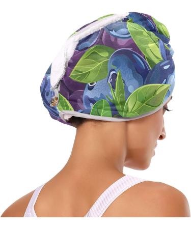 Buy Super Absorbent Blueberries Hair Towels 2 Pack - Quick Dry Hair Turbans for Women & Girls - Buy Online on GoSupps.com