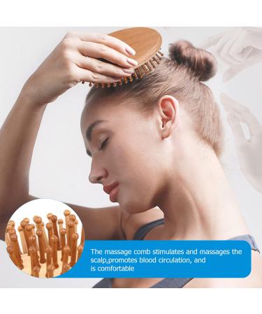Bamboo Hair Brush | Portable Wooden Scalp Massager for Men, Women, Kids | Anti-Static Air Cushion for Thick, Thin, Curly, Straight Hair - Restore Shine - Buy Online on GoSupps.com