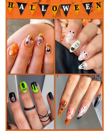 Kalolary 12 Sheets Halloween Self-Adhesive Nail Stickers Halloween 3D Nail Art Stickers Mummy Skeleton Ghost Tombstone Halloween Pattern Nail Art Design Decoration Accessories (B) - Buy Online on GoSupps.com