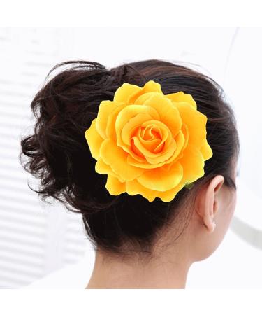 Lurrose 2 in 1 Large Yellow Rose Hairpin & Brooch - Stylish Flower Hair Clips for Women - Perfect for Parties - International Shipping Available - Buy Online on GoSupps.com