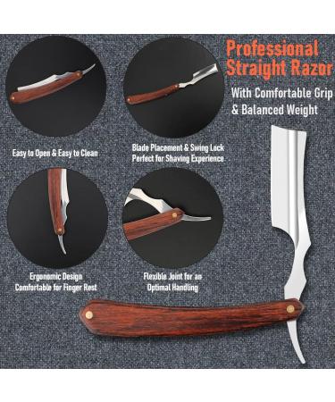 Stainless Steel Cut Throat Razor Kit for Men - Single Edge Shaving Blades for Barber & Home Use - Straight Razor Gifts in Maroont157 - Buy Online on GoSupps.com