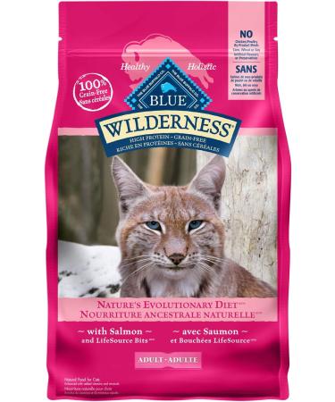 Blue Buffalo Wilderness High Protein Grain Free Natural Adult Dry Cat Food Salmon 2.2kg bag - Medium Bag kibble & Bursts with Savory Seafood Cat Treats 340g tub Salmon Medium Bag + Cat Treats 340g tub - Buy Online on GoSupps.com