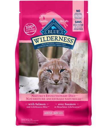 Blue Buffalo Wilderness High Protein Grain Free Natural Adult Dry Cat Food Salmon 2.2kg bag - Medium Bag kibble Small Bag Salmon