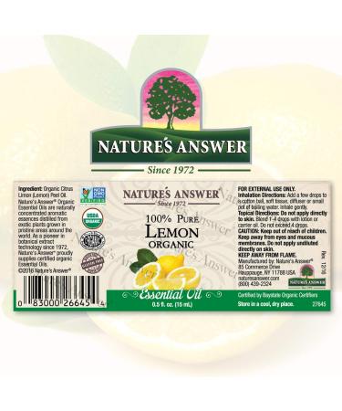 Organic Lemon Essential Oil | 100% Pure Aromatherapy Oil | Natureâ€™s Answer 0.5 fl oz (15ml) | Made in USA - Buy Online on GoSupps.com