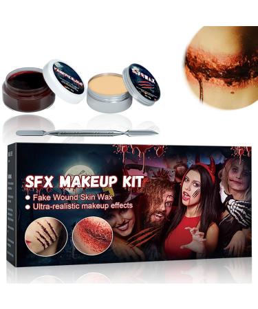 Scar Wax Sfx Makeup Kit Halloween Makeup Kit Sfx Makeup Kit - Create Terrifying Effects with Scar Wax Fake Blood Gel - Perfect for Party Halloween Cosplay Face Body Makeup