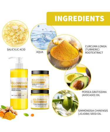 ThrivingAura Turmeric Glow Combo Skincare Set Turmeric Skin Care Kit Turmeric Face Wash Turmeric Face Cream Turmeric Glow Face Scrub Brightening Exfoliating Clearing Blackheads Naturally Moisturizing - Buy Online on GoSupps.com