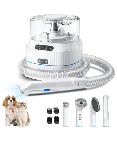 ELS PET Dog Grooming Kit with Vacuum 5 in1 Dog Clippers 10kpa Professional Pet Grooming Vacuum with 5 Pet Grooming Tools for Shedding Thick & Thin for Dog Cat Pet Hair Ivory White