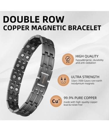BioMag Copper Magnetic Bracelet for Men - Ultra Strength Magnets - Adjustable 8.6in - Gun Metal Finish - Buy Online on GoSupps.com