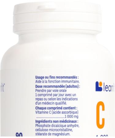 LEANFIT Vitamin C 1000mg 90 Tablets - To Fight a Cold Take This - Supports Immune Health & Provides Antioxidant Protection - Vegan Sugar-Free Non-GMO Gluten-Free - Buy Online on GoSupps.com