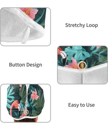 Red Flamingos Tropical Leaf Hair Towel 2 Pack | Super Absorbent Quick Dry Hair Turbans for Women & Girls - Buy Online on GoSupps.com