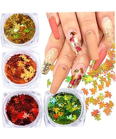 Maple Leaf Nail Sequins 4 Colors Fall Leaves Nail Art Glitter Sequins Autumn Fall Nail Art Stickers Fall Leaf Nail Art Glitter Maple Leaf Nail Flake Confetti Nail Sequins for Nail Art - Buy Online on GoSupps.com