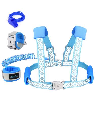 Blisstime 2 in 1 Reflective Toddler Leash -Anti Lost Wrist Link for Toddlers -Toddler Harness,Baby Leash,Leash for Toddlers,Wrist Leashes,Child Leashes for Toddlers,Not Easy to Open Without Key (Blue)