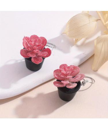 Feylie Small Bonsai Earrings - Creative Succulent Jewelry | Perfect Garden Gift for Mothers Women and Gardeners - Red - Buy Online on GoSupps.com