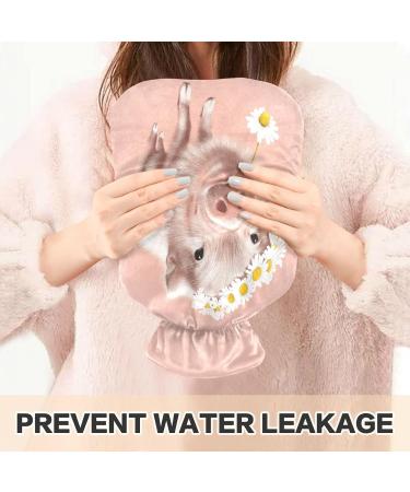 Hot Water Bottle with Cover - 1L Pig in Flowers Design for Pain Relief & Therapy - BPA Free - Buy Online on GoSupps.com