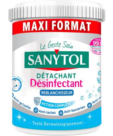 Sanytol - Bleaching Disinfectant Stain Remover Powder - 900g - Bactericide Virucidal - Bleach Free - Preserves Fibers and Co - Buy Online on GoSupps.com