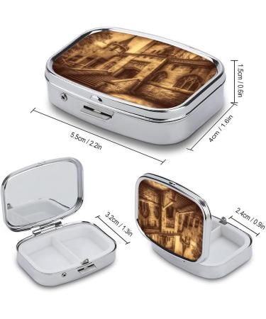 Vintage Medieval Castle Pill Box - 2 Compartment Decorative Metal Organizer for Travel & Purse | Portable Medicine Case - Buy Online on GoSupps.com