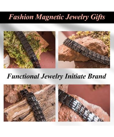 Vicmag Copper Bracelet for Men - Ultra Strength Magnetic Double Row - 99.99% Pure Copper - Adjustable with Tool - Gift Box Included (Black 4 Elements) - Buy Online on GoSupps.com
