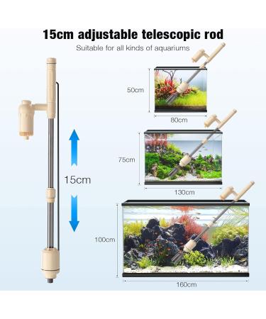 Bedee 6-in-1 Aquarium Gravel Cleaner & Siphon Filter Set - Adjustable Flow Control, DC 12V 18W - Beige - Buy Online on GoSupps.com