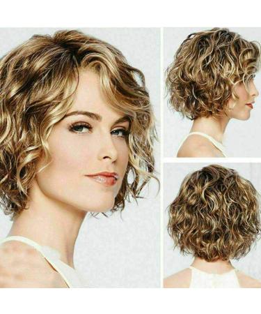 Yoyyg Natural Loose Dark Blonde Wigs for Women | Short Curly Brunette Cosplay Hair Replacement - Buy Online on GoSupps.com