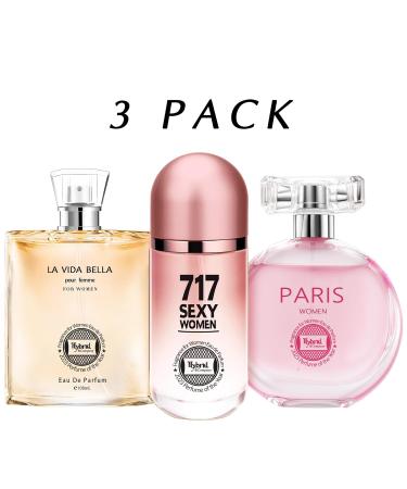Hybrid & Company Women 3 Pcs Fragrance for Women Eau De Parfum Natural Spray Scent LA VIDA BELLA 717 SEXY WOMEN Paris Women 3.4 Fl Oz (Pack of 3) - Buy Online on GoSupps.com