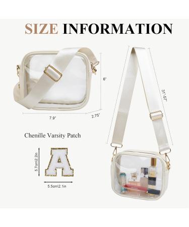 Tebie Koy Small Transparent Bag - Stylish Shoulder Bag for Teen Girls | Ideal for Sports Games & Concerts - Custom Initial Patches - White/Opulent Garden A - Buy Online on GoSupps.com